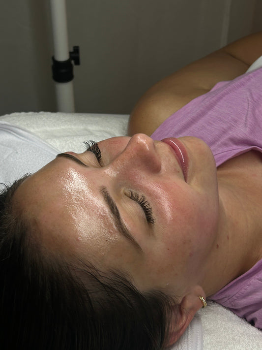 Client with glowing skin after a professional facial at Baby Face Skin Bar Northern Kentucky